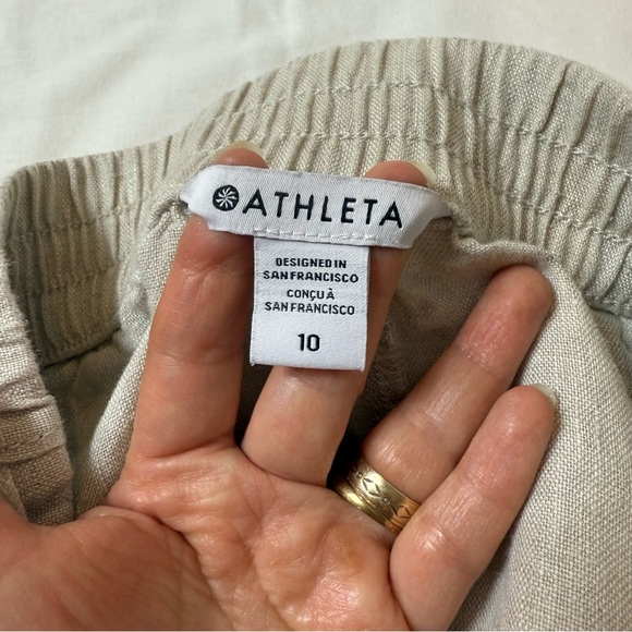 Athleta 100% Linen Stylish Tan Skirt Size 10 - Picture 6 of 10